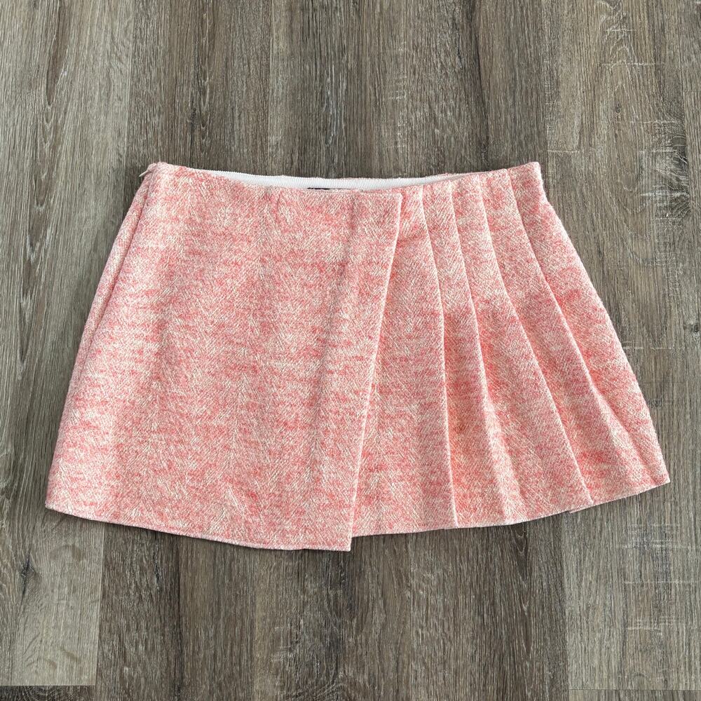 NWT Maje Janello Pleated Tweed Mini Skort Pink Rose - Size: 10 US / 42 EU - Picture 8 of 13